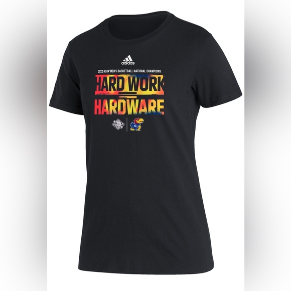 Kansas Jayhawks adidas XL Women's 2022 NCAA Basketball Nat Champions T-Shirt-Blk - Picture 1 of 2